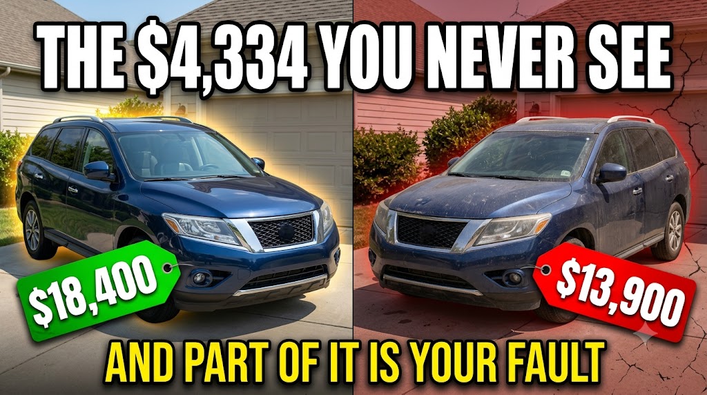 Used car being appraised for trade-in value
